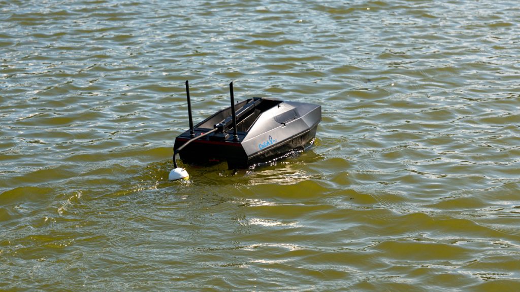 CatchX Pro Bait Boat on water